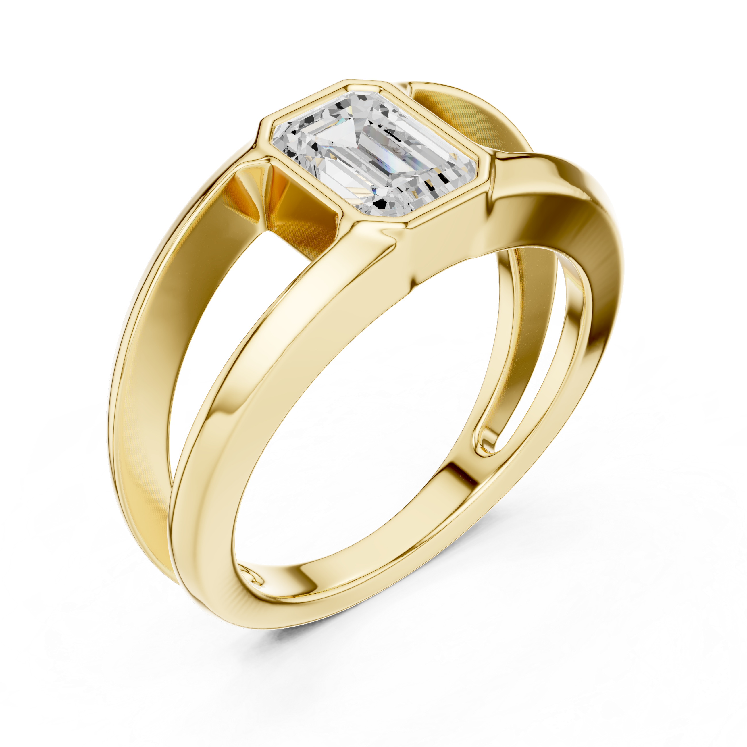 Emerald Cut Diamond Open Gallery Men's Ring