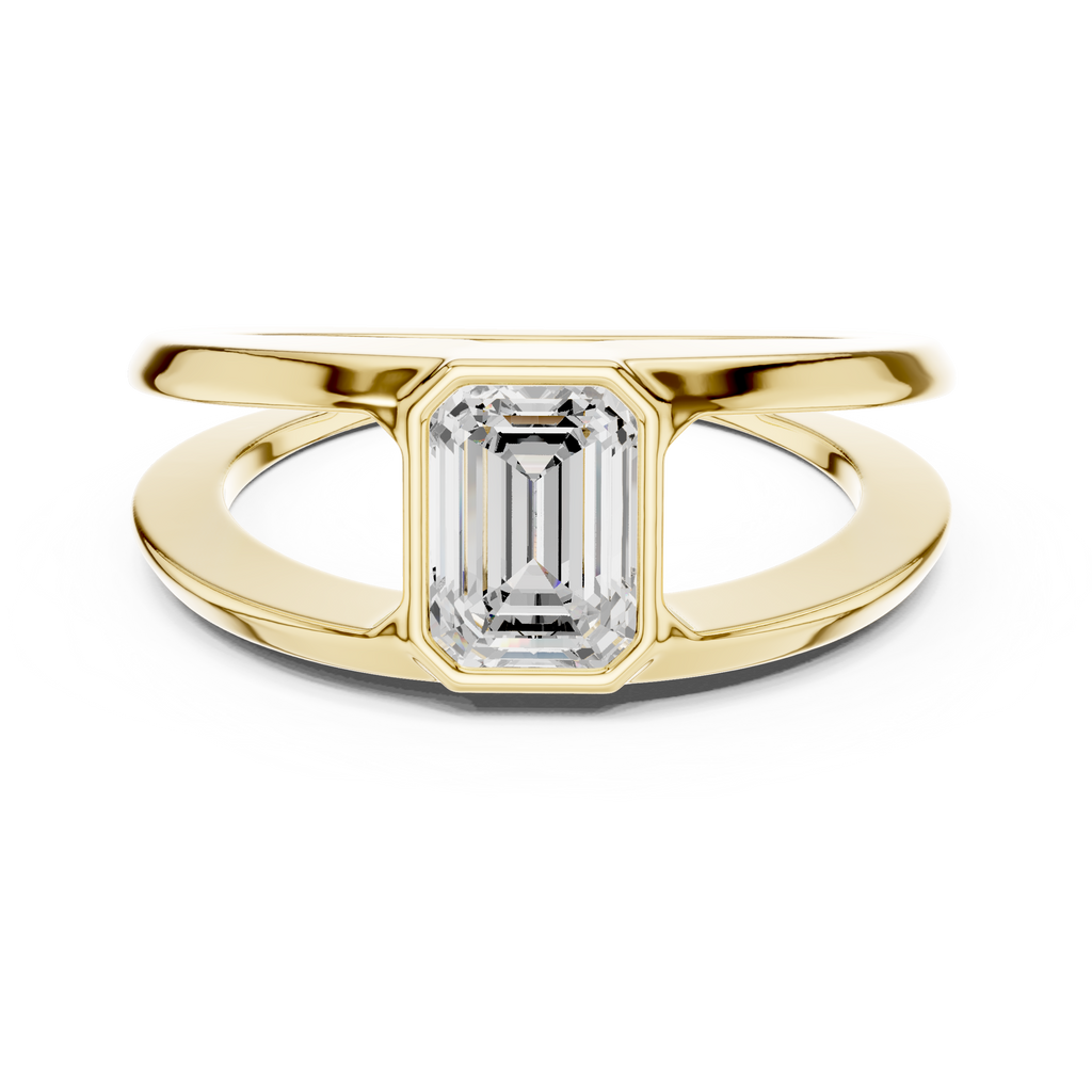 Emerald Cut Diamond Open Gallery Men's Ring