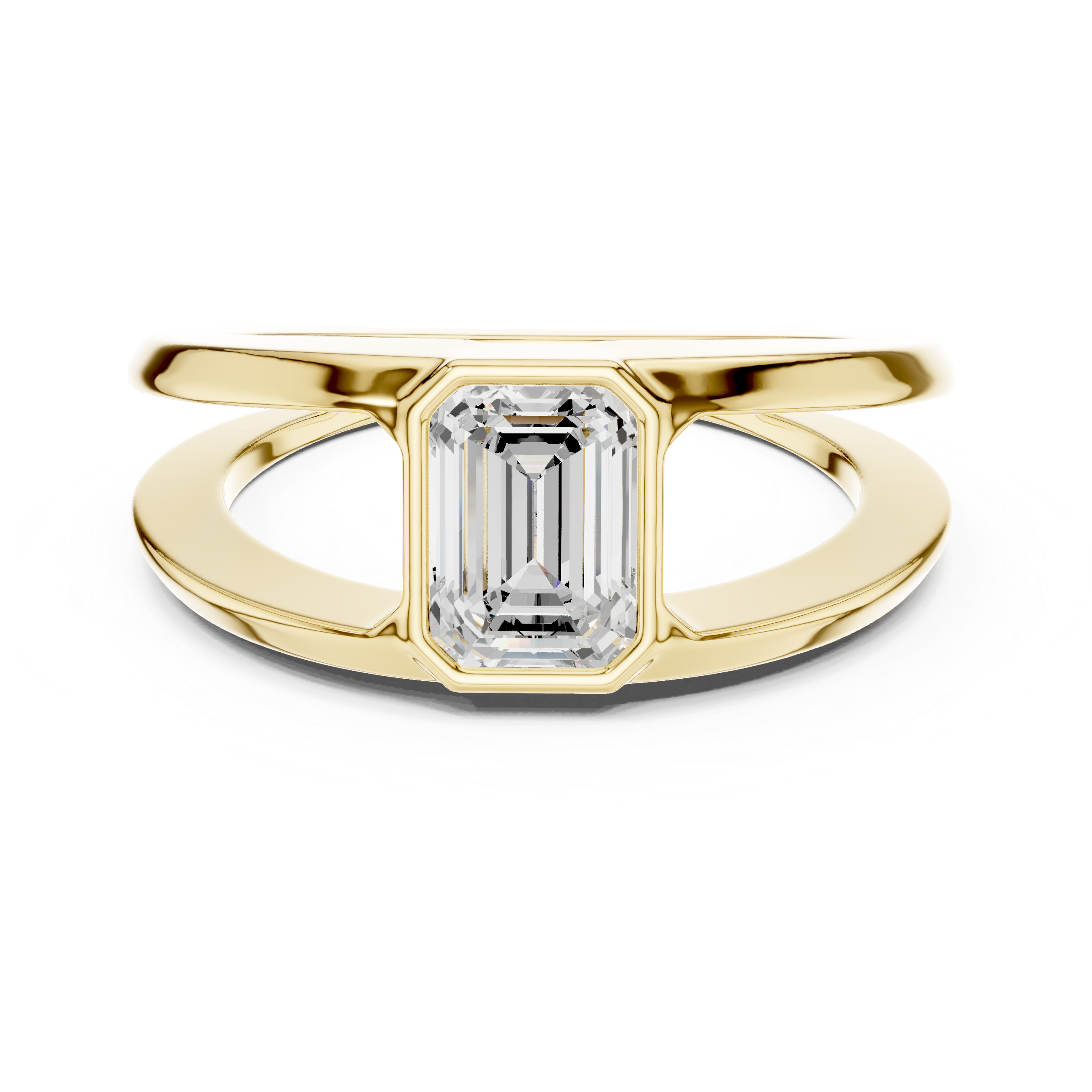 Emerald Cut Diamond Open Gallery Men's Ring