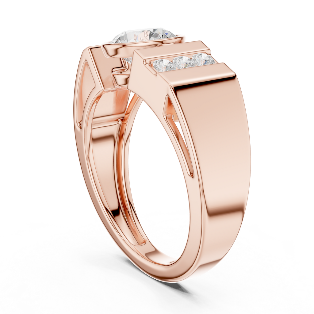 Round Diamond Men's Halo Signet Ring