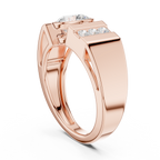 Round Diamond Men's Halo Signet Ring