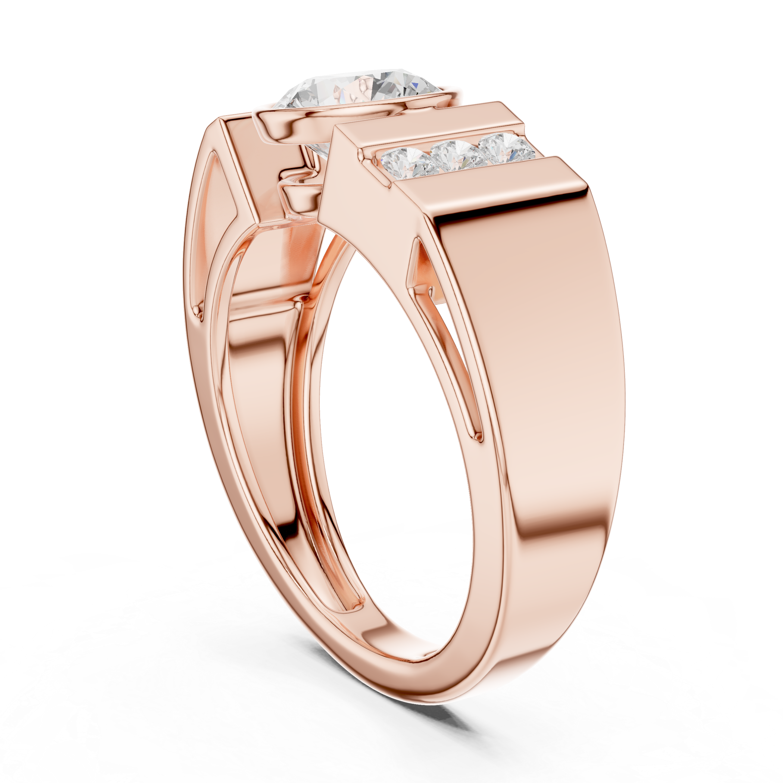 Round Diamond Men's Halo Signet Ring