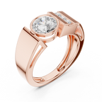 Round Diamond Men's Halo Signet Ring