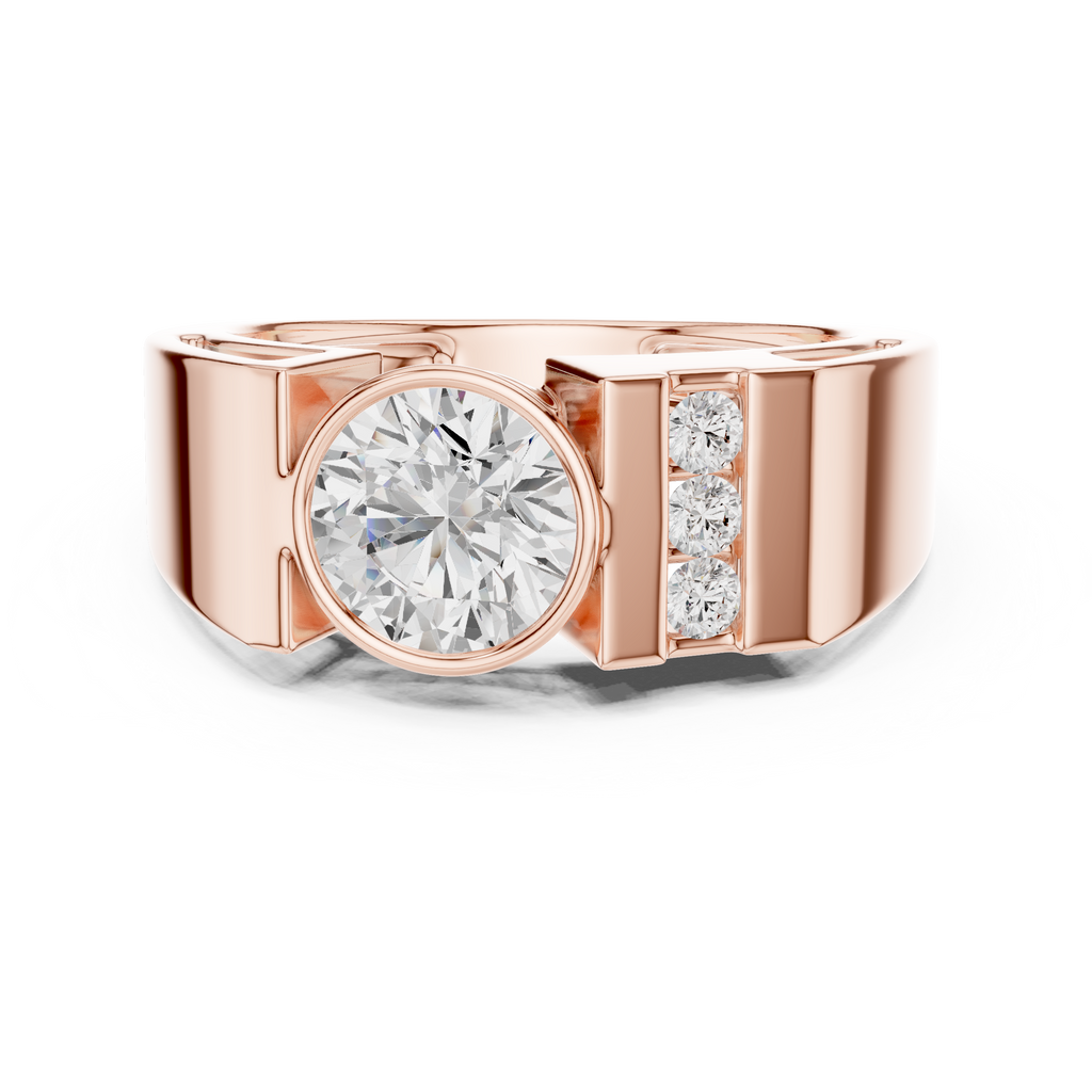 Round Diamond Men's Halo Signet Ring