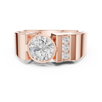 Round Diamond Men's Halo Signet Ring
