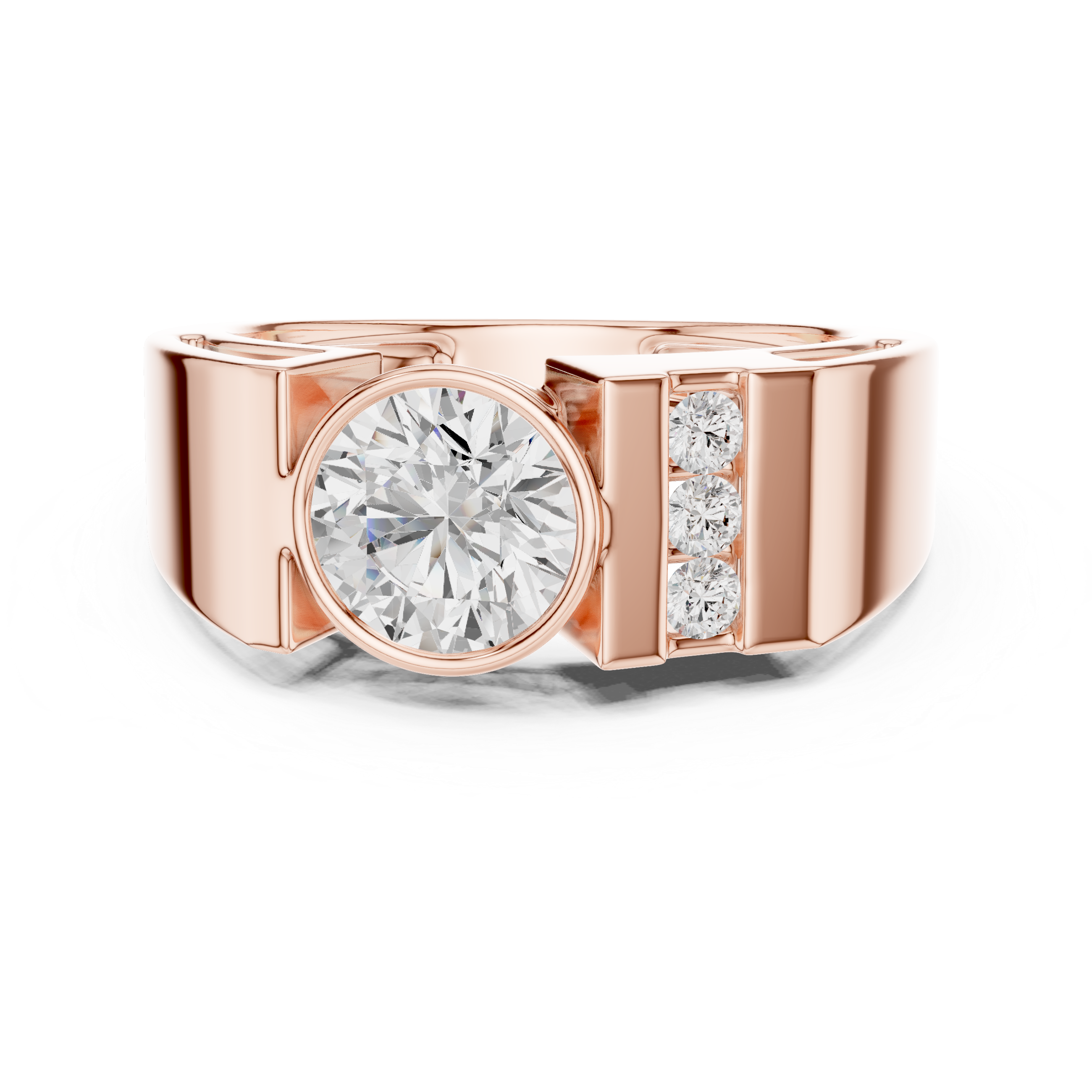Round Diamond Men's Halo Signet Ring