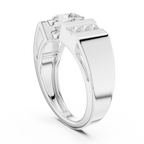 Round Diamond Men's Halo Signet Ring