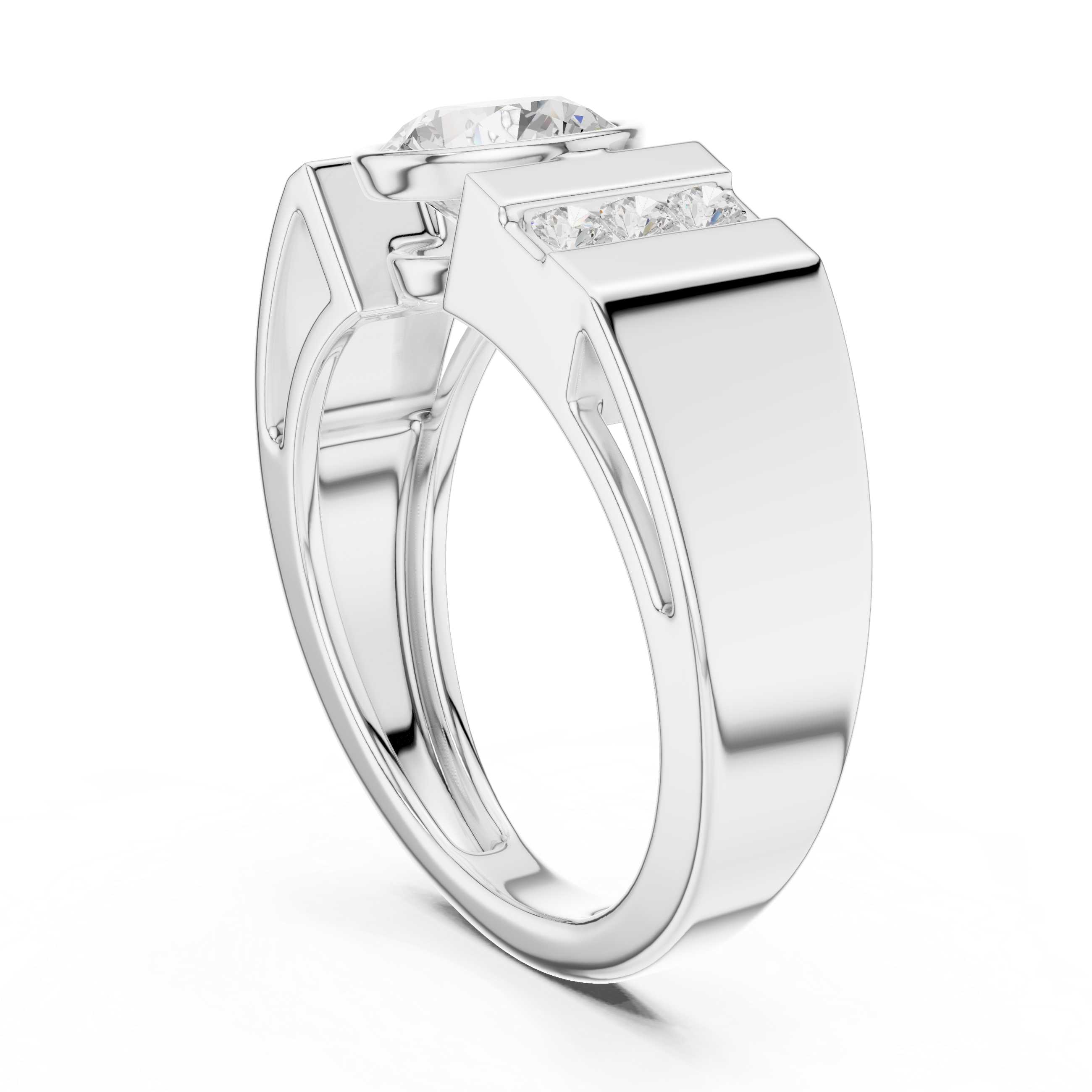 Round Diamond Men's Halo Signet Ring