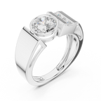 Round Diamond Men's Halo Signet Ring