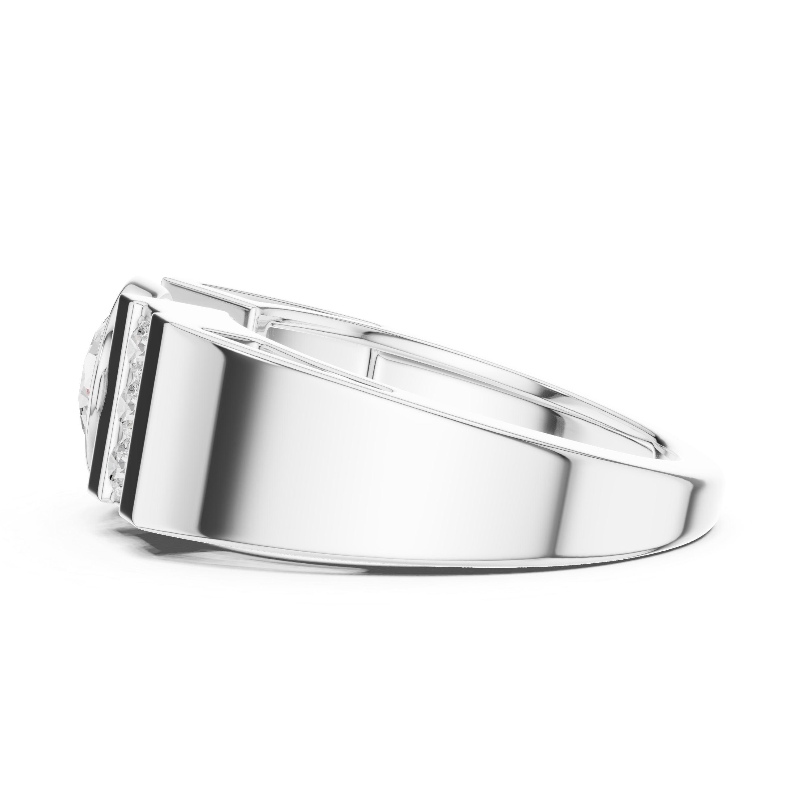 Round Diamond Men's Halo Signet Ring