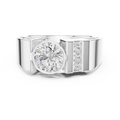 Round Diamond Men's Halo Signet Ring