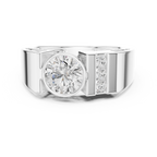 Round Diamond Men's Halo Signet Ring