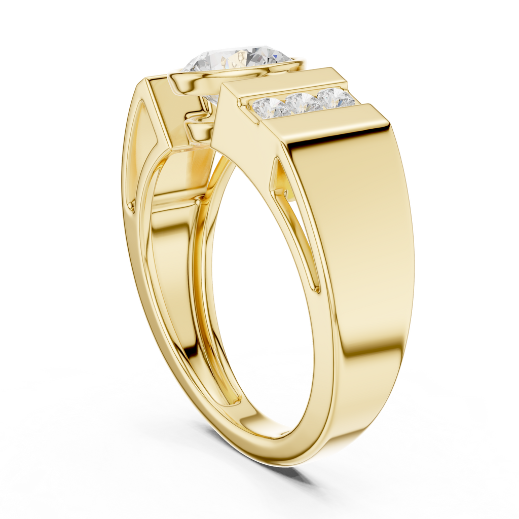 Round Diamond Men's Halo Signet Ring