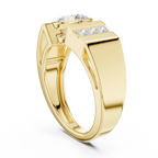 Round Diamond Men's Halo Signet Ring