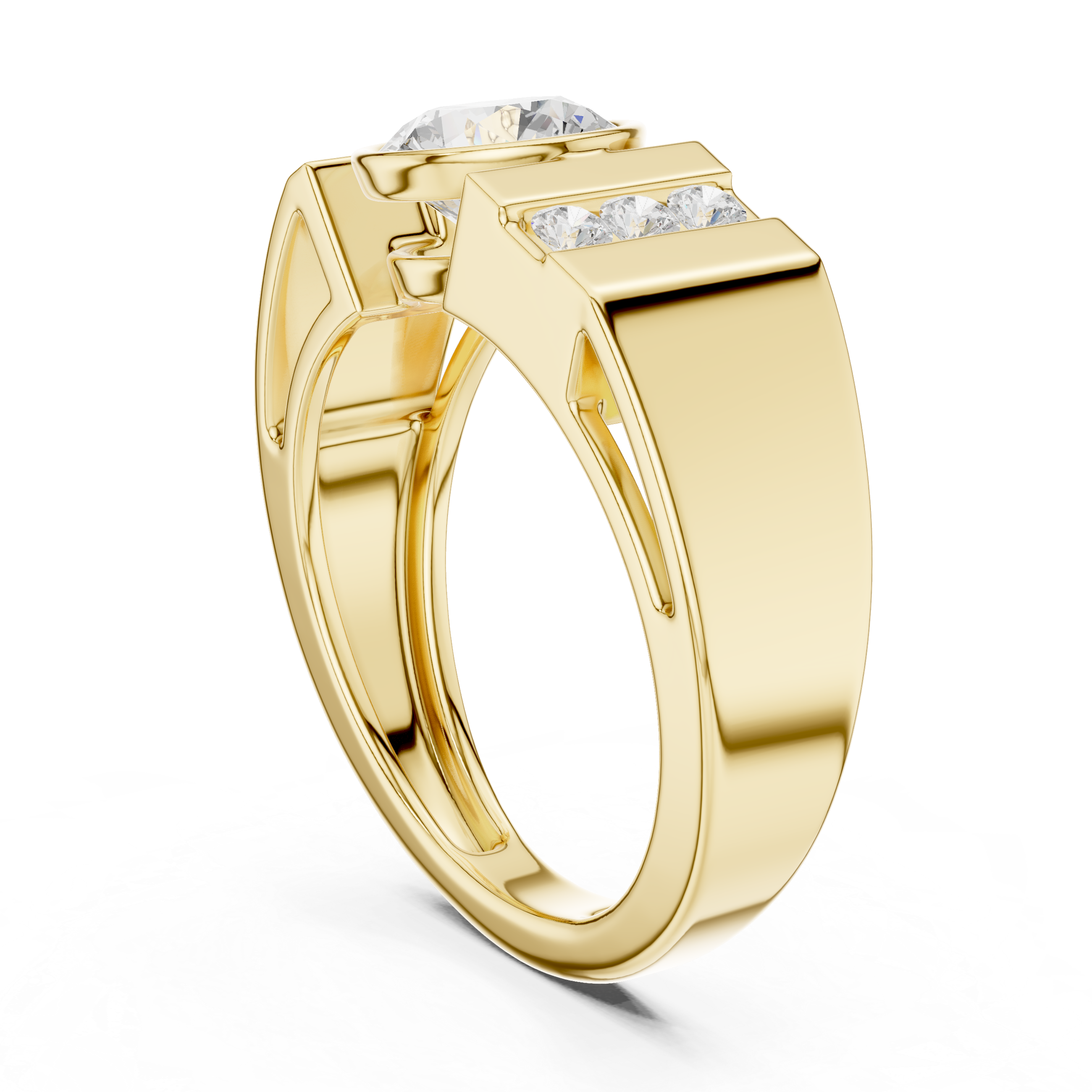 Round Diamond Men's Halo Signet Ring