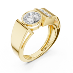 Round Diamond Men's Halo Signet Ring