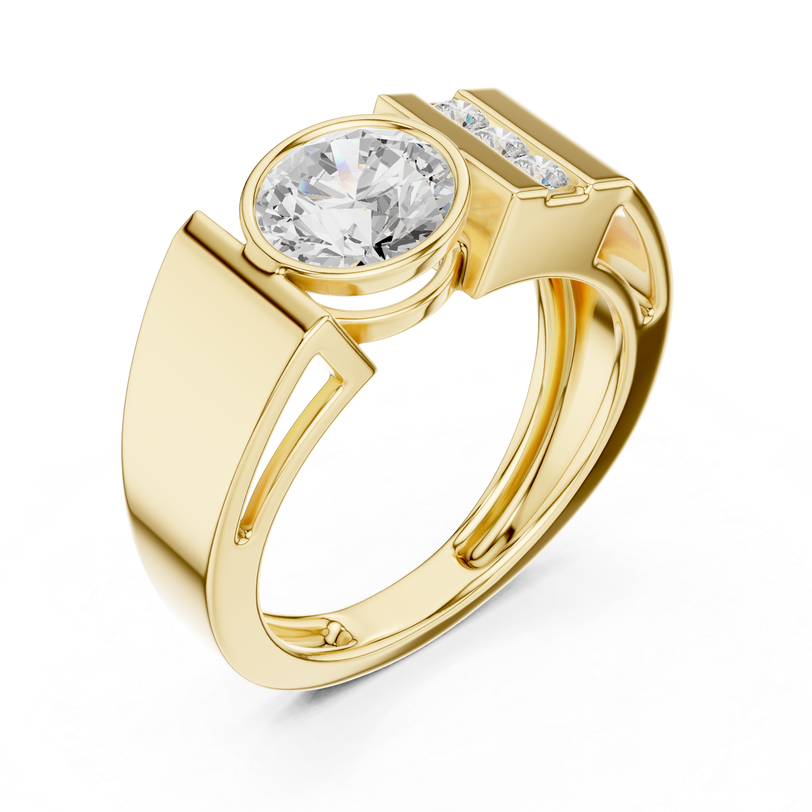 Round Diamond Men's Halo Signet Ring