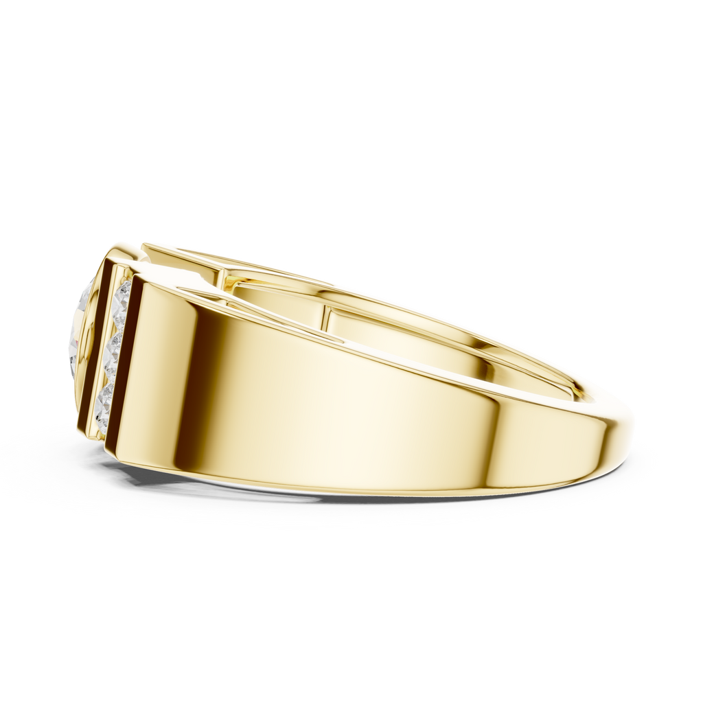 Round Diamond Men's Halo Signet Ring