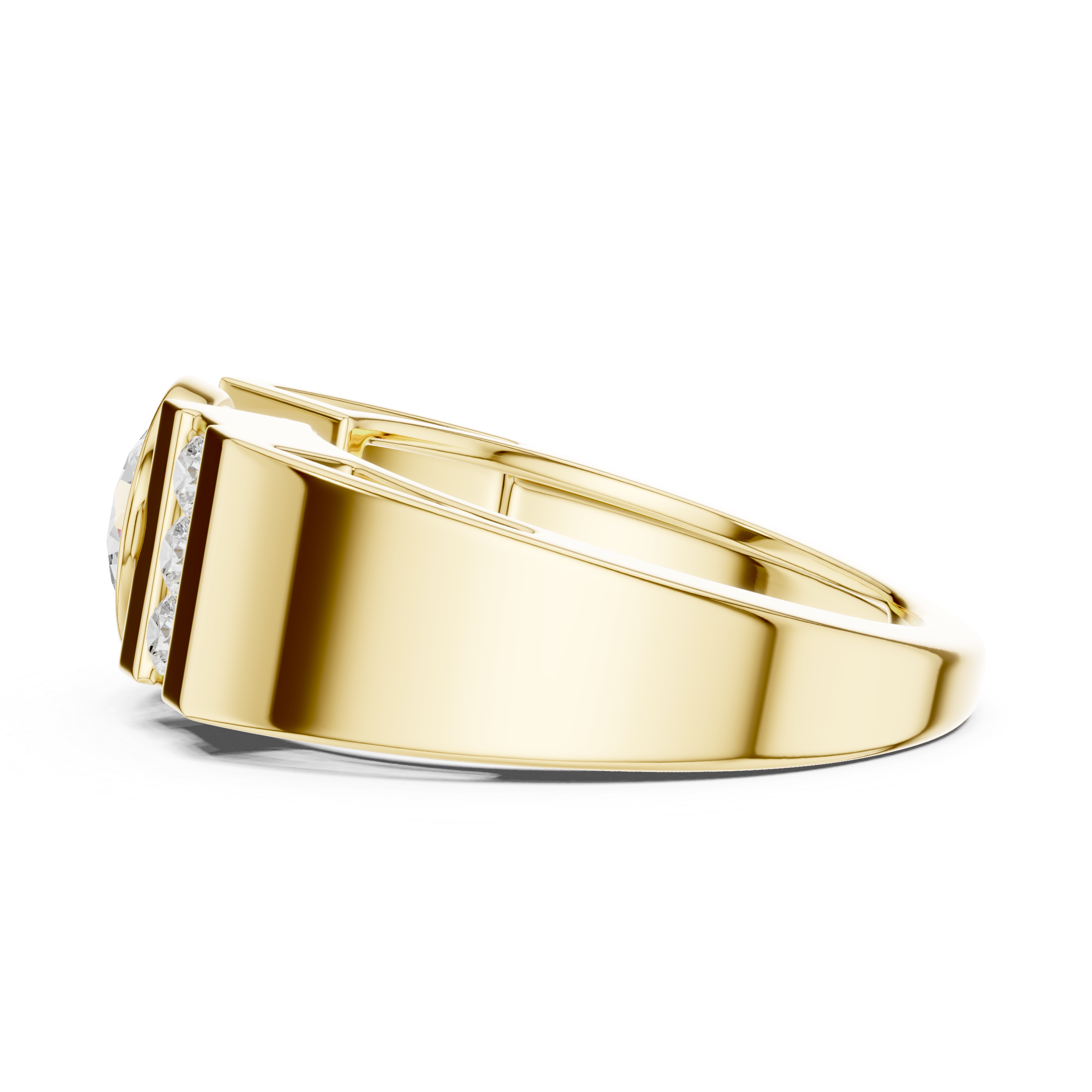 Round Diamond Men's Halo Signet Ring