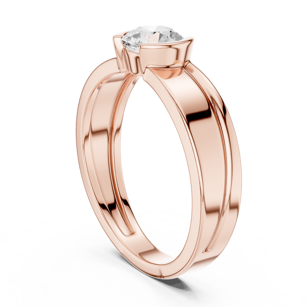 Round Diamond Modern Men's Solitaire Ring
