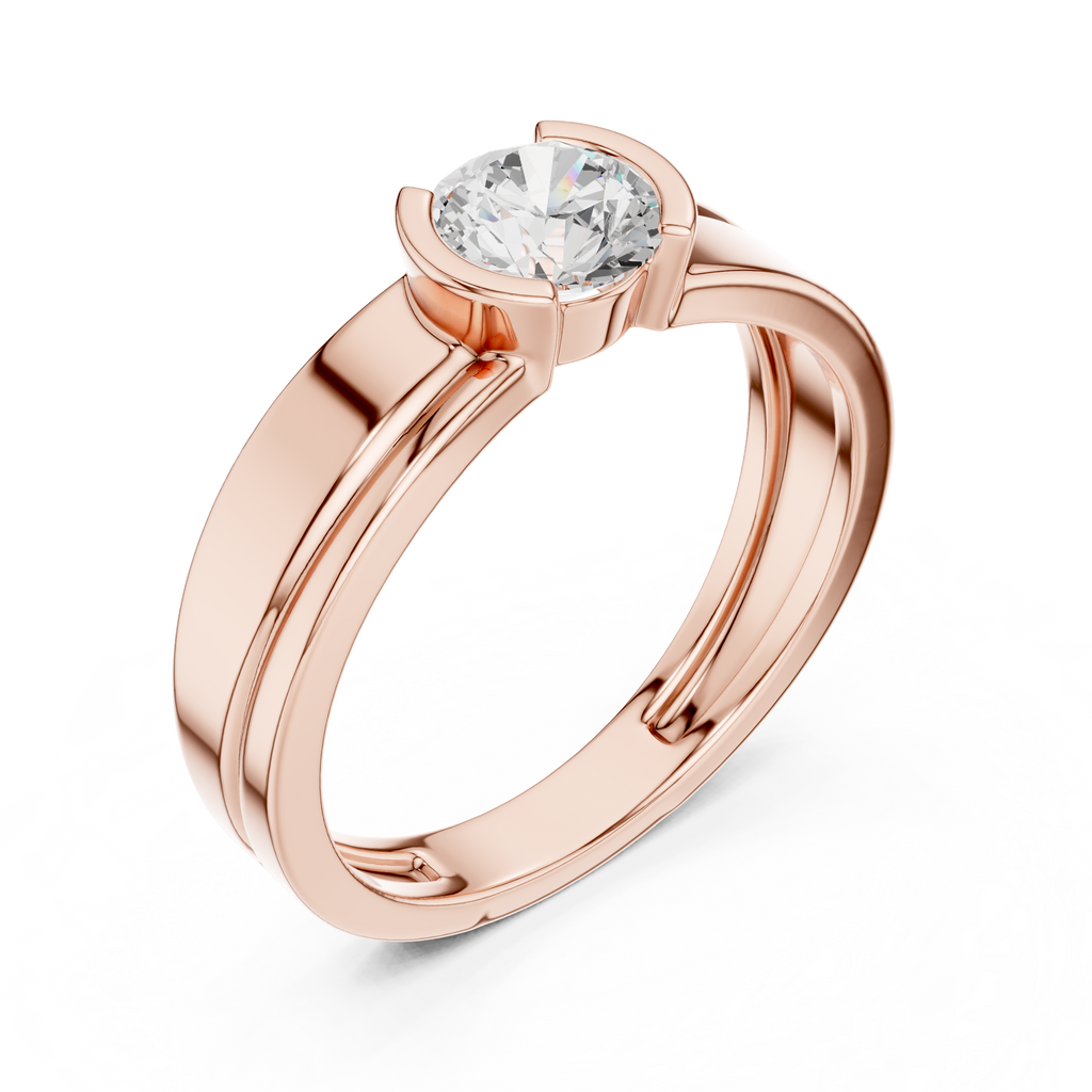 Round Diamond Modern Men's Solitaire Ring