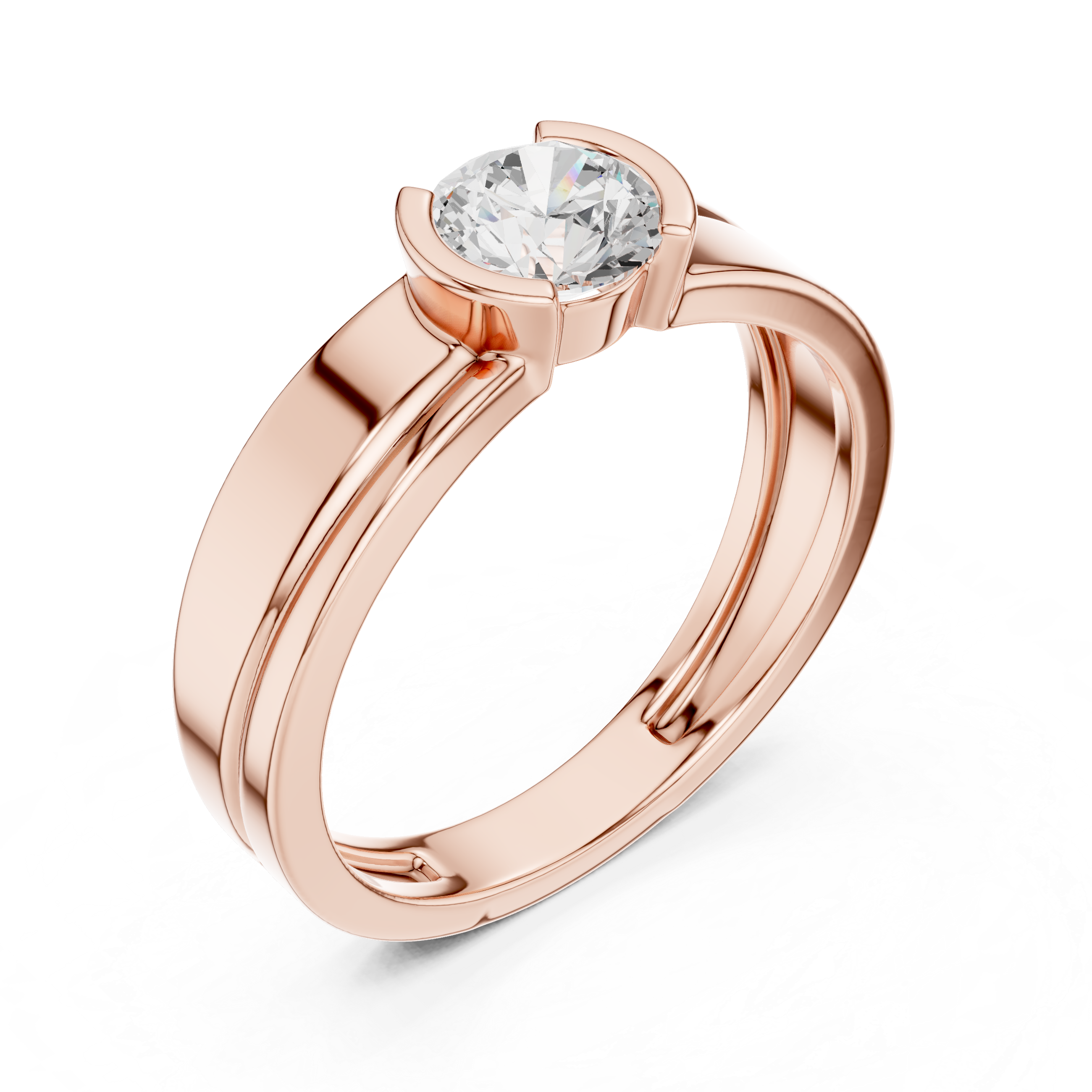 Round Diamond Modern Men's Solitaire Ring