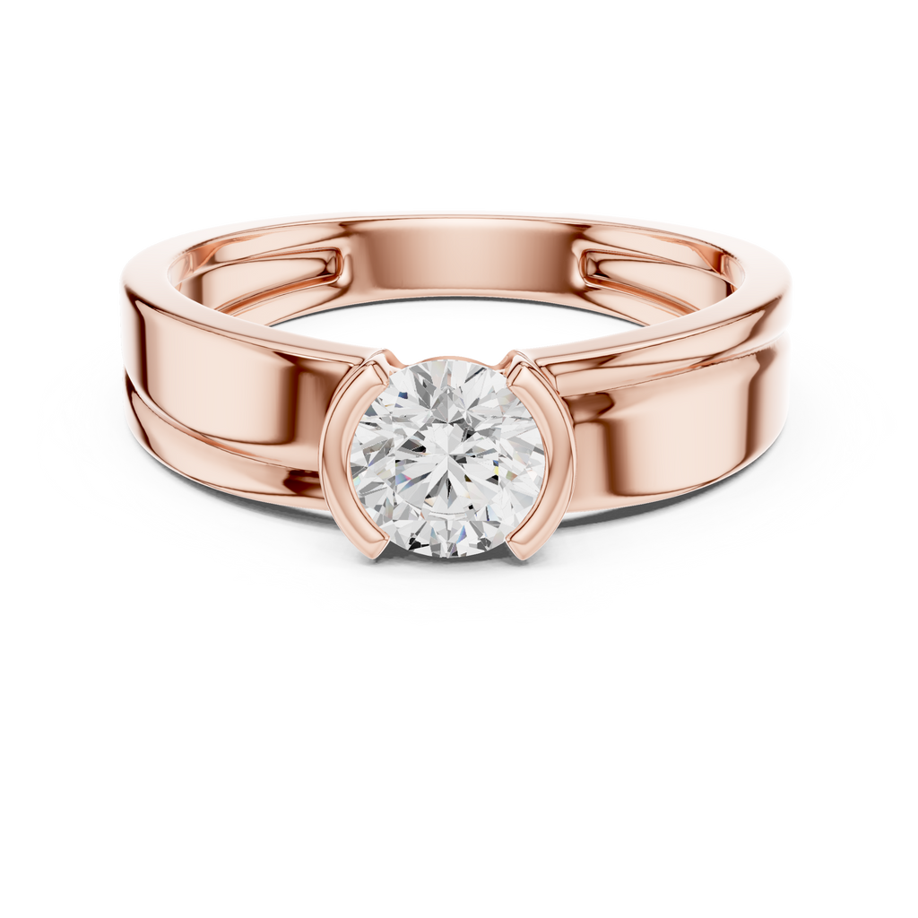 Round Diamond Modern Men's Solitaire Ring