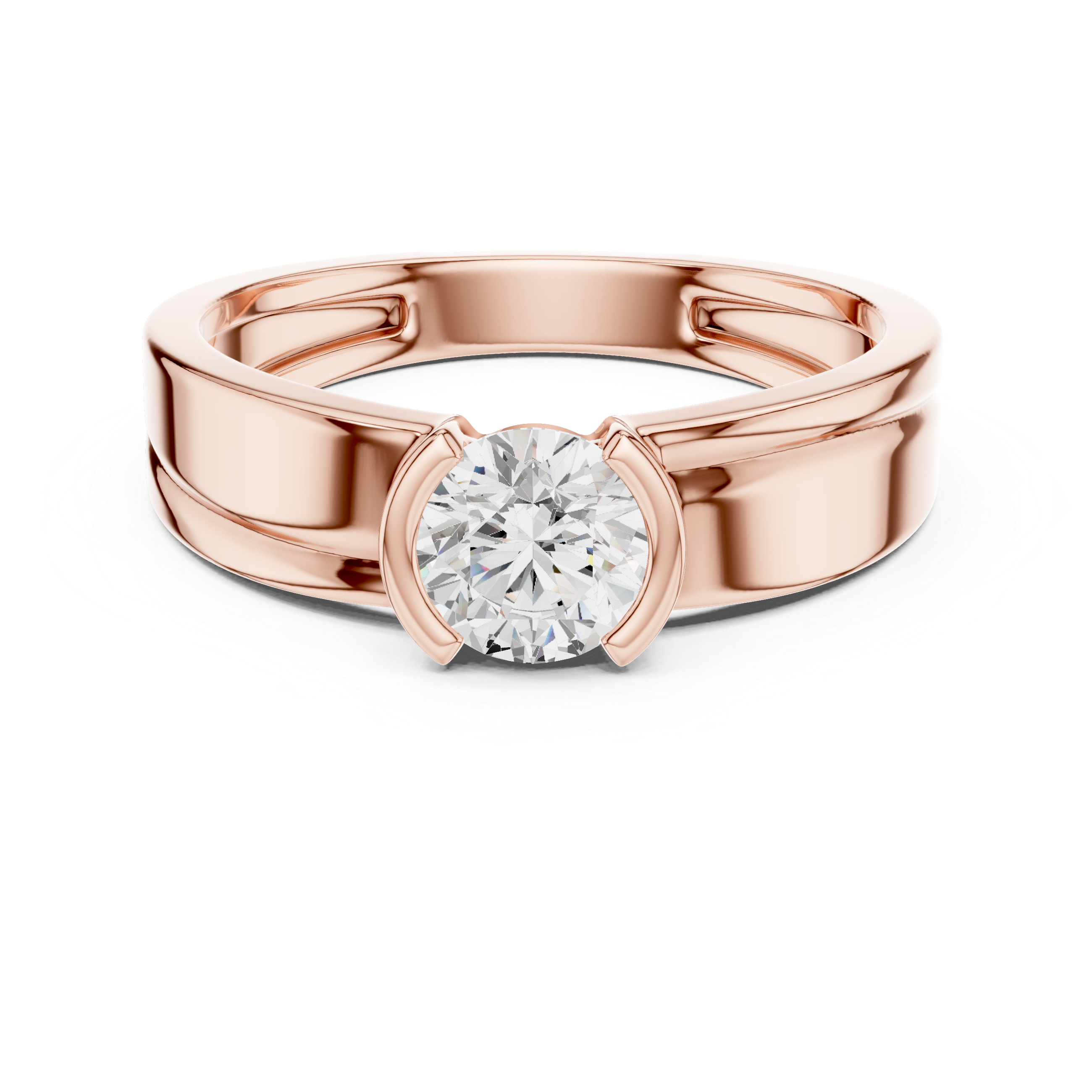 Round Diamond Modern Men's Solitaire Ring