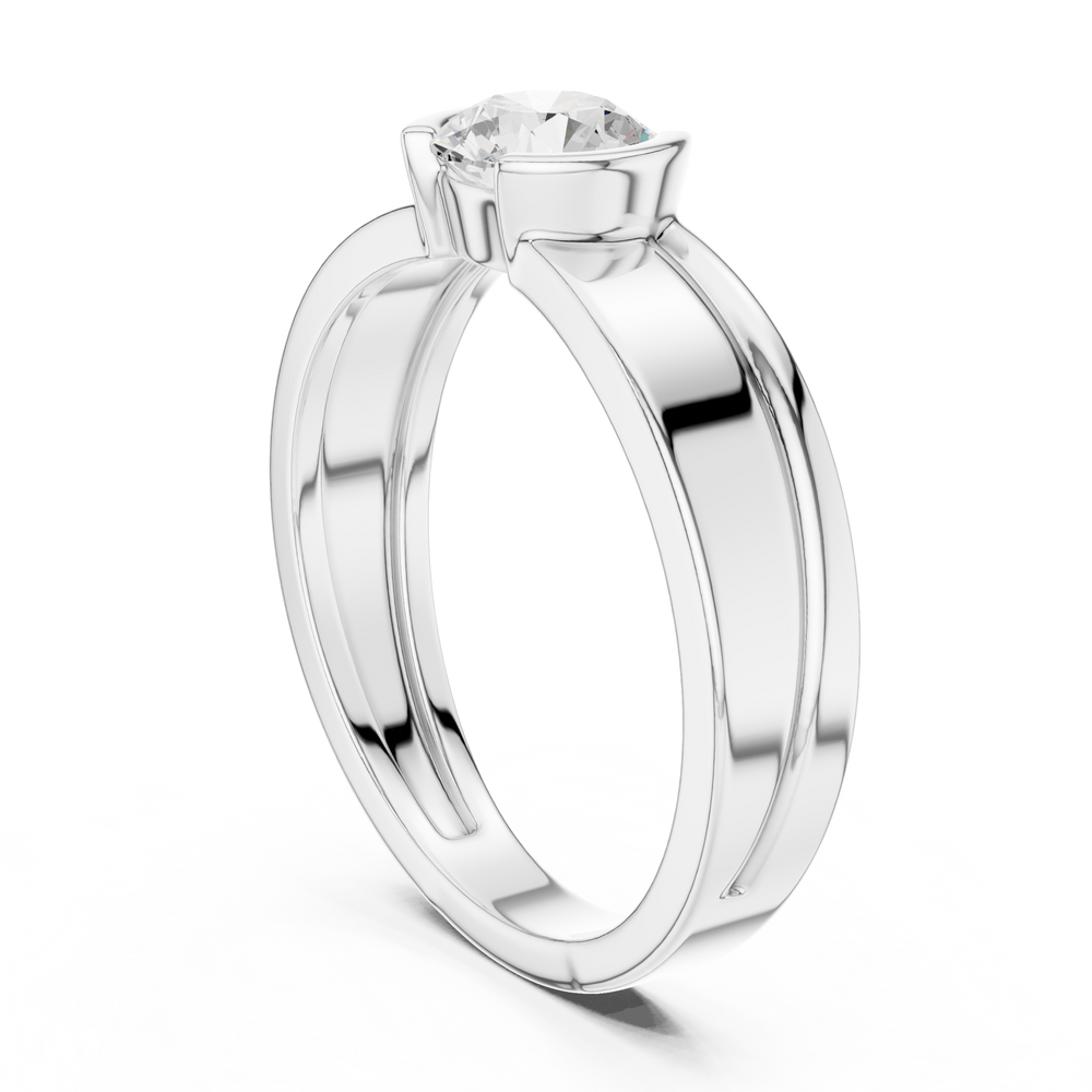 Round Diamond Modern Men's Solitaire Ring
