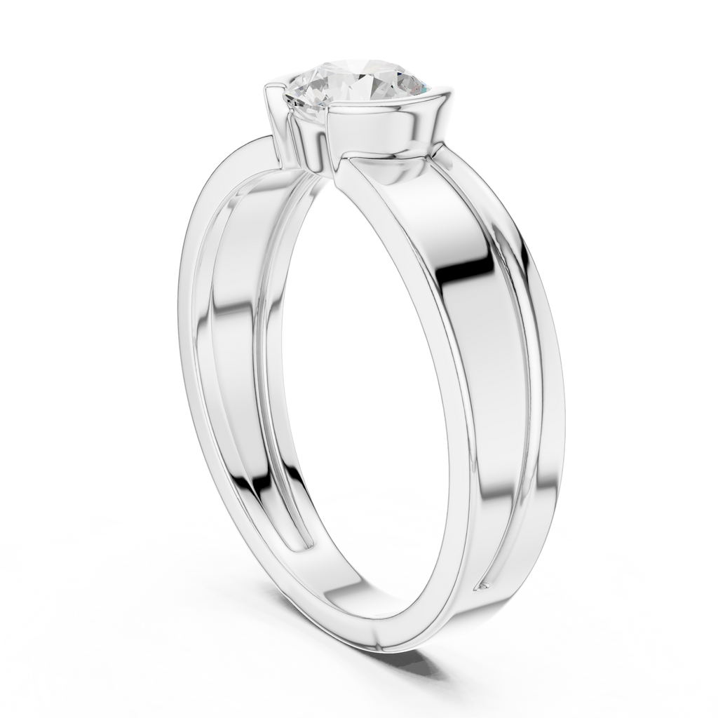 Round Diamond Modern Men's Solitaire Ring