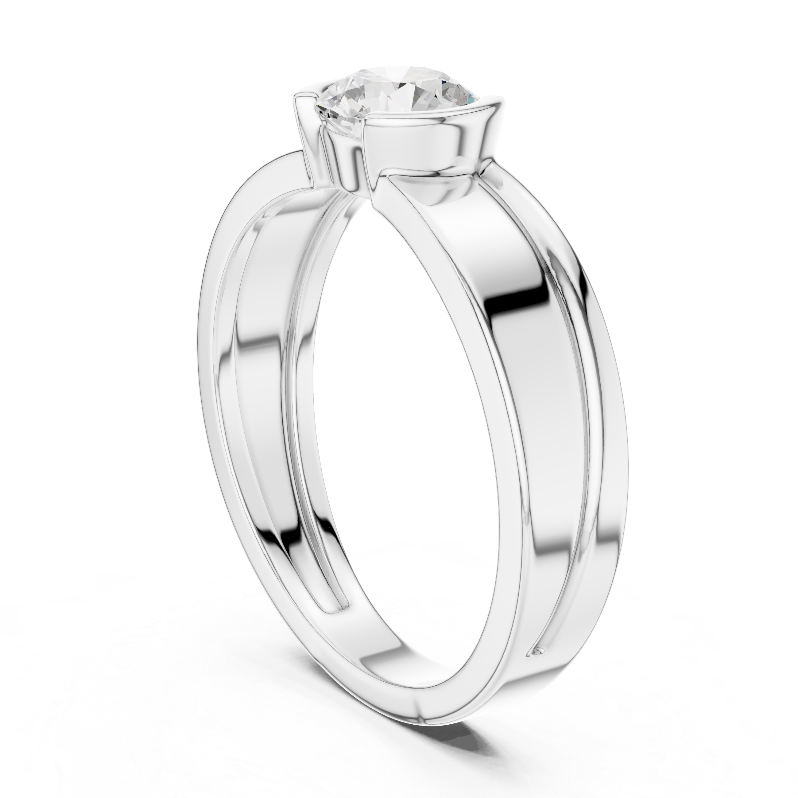 Round Diamond Modern Men's Solitaire Ring