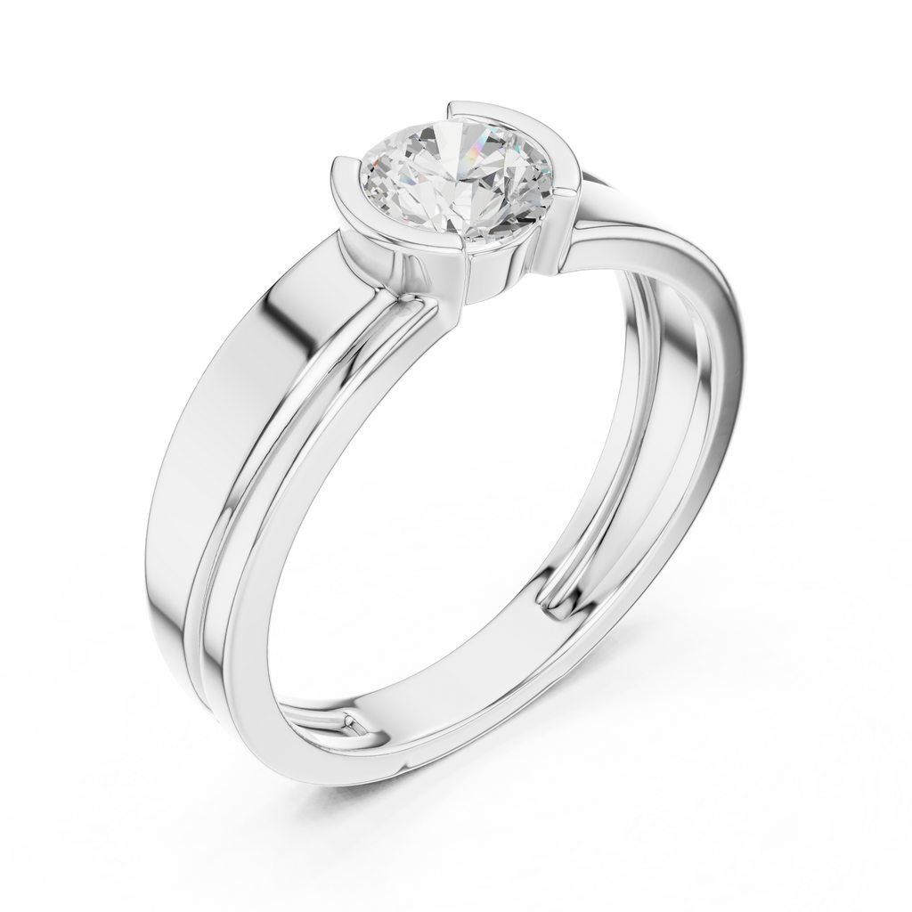 Round Diamond Modern Men's Solitaire Ring