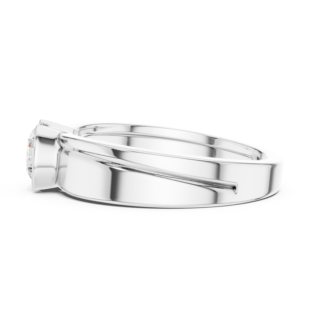 Round Diamond Modern Men's Solitaire Ring