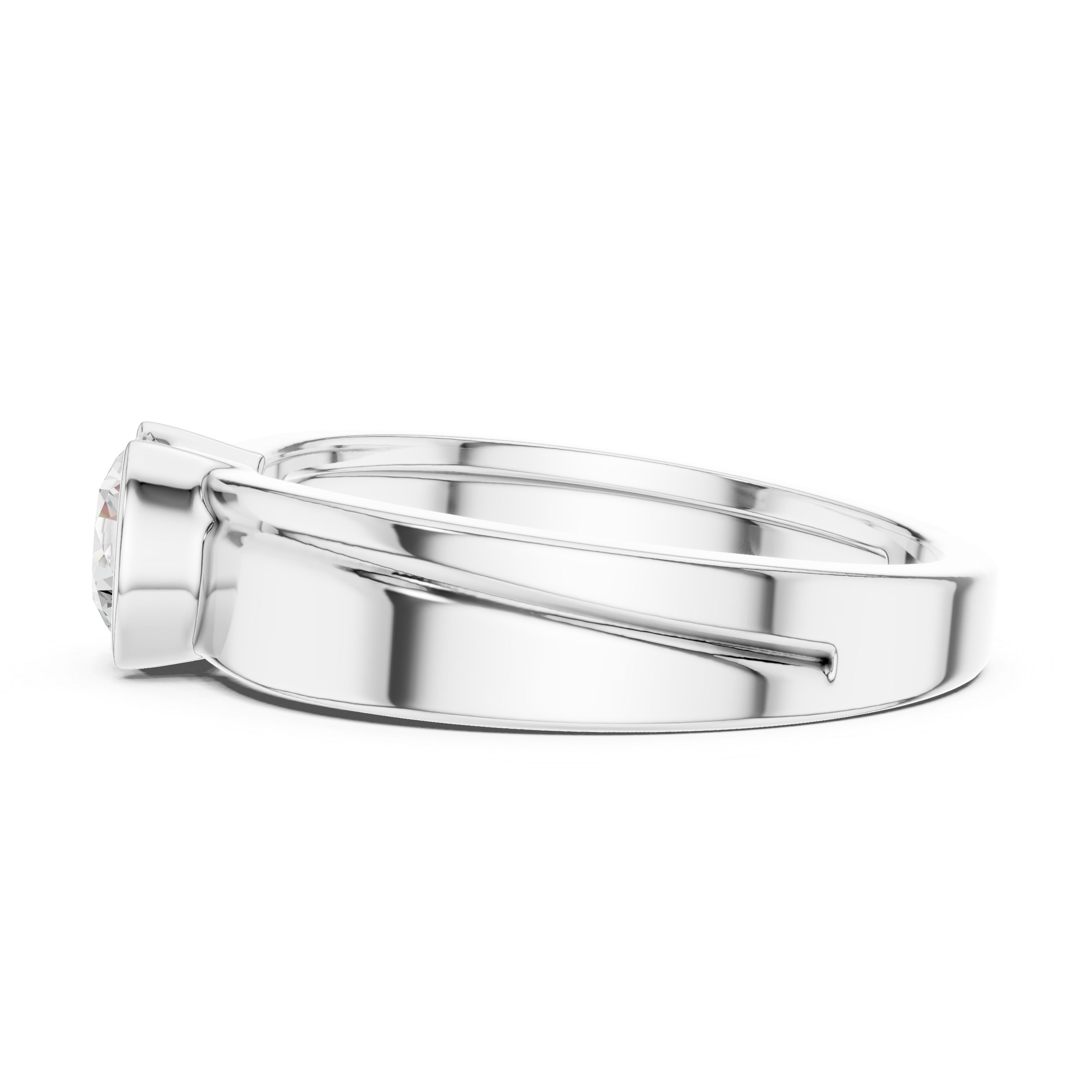 Round Diamond Modern Men's Solitaire Ring