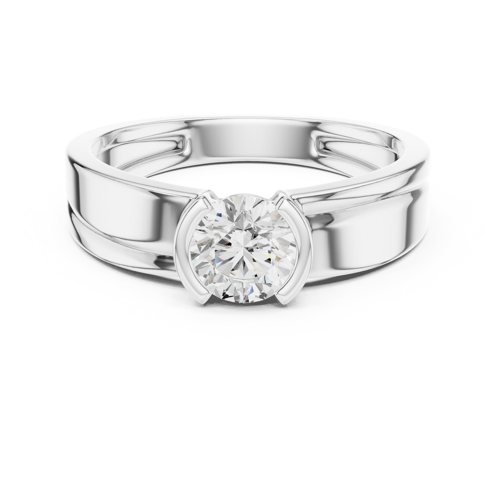 Round Diamond Modern Men's Solitaire Ring