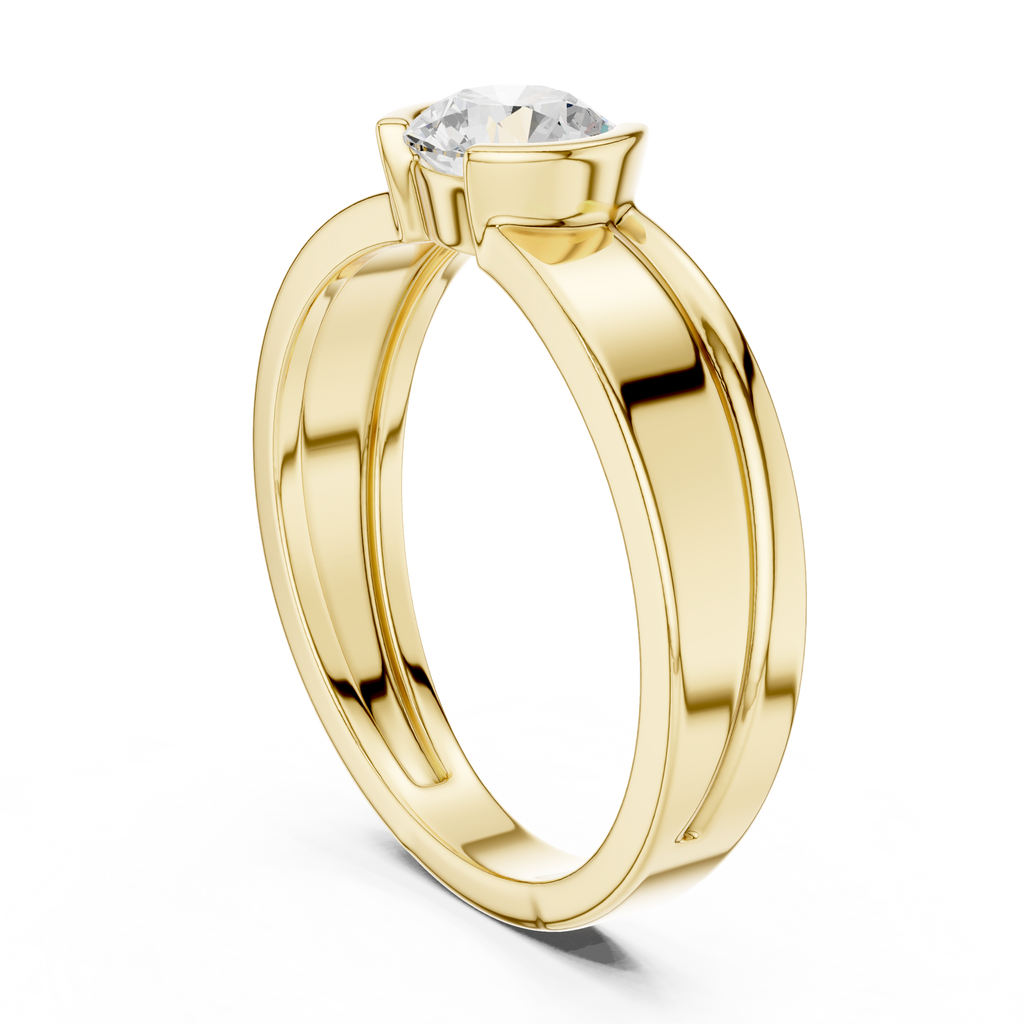 Round Diamond Modern Men's Solitaire Ring