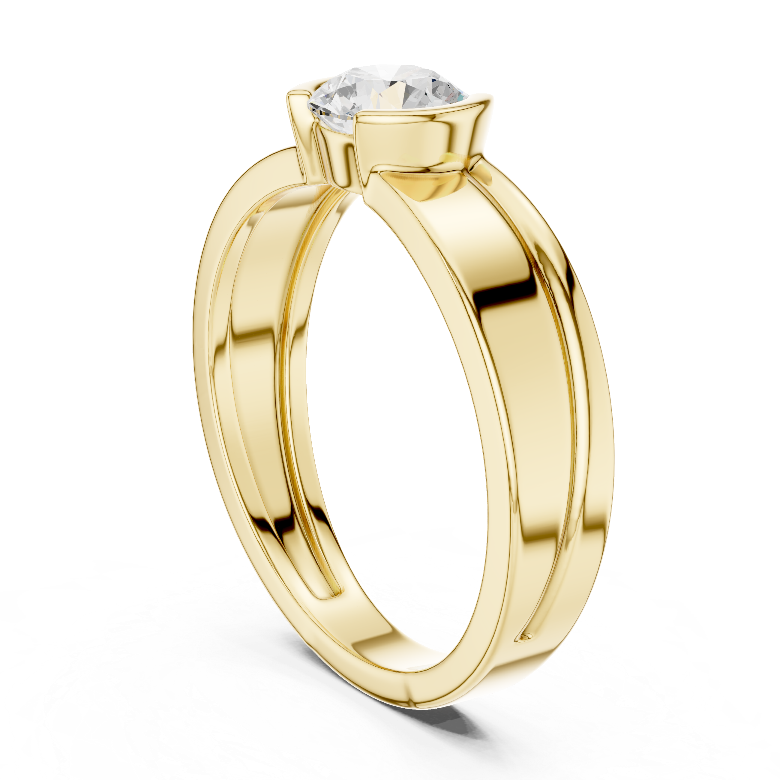 Round Diamond Modern Men's Solitaire Ring