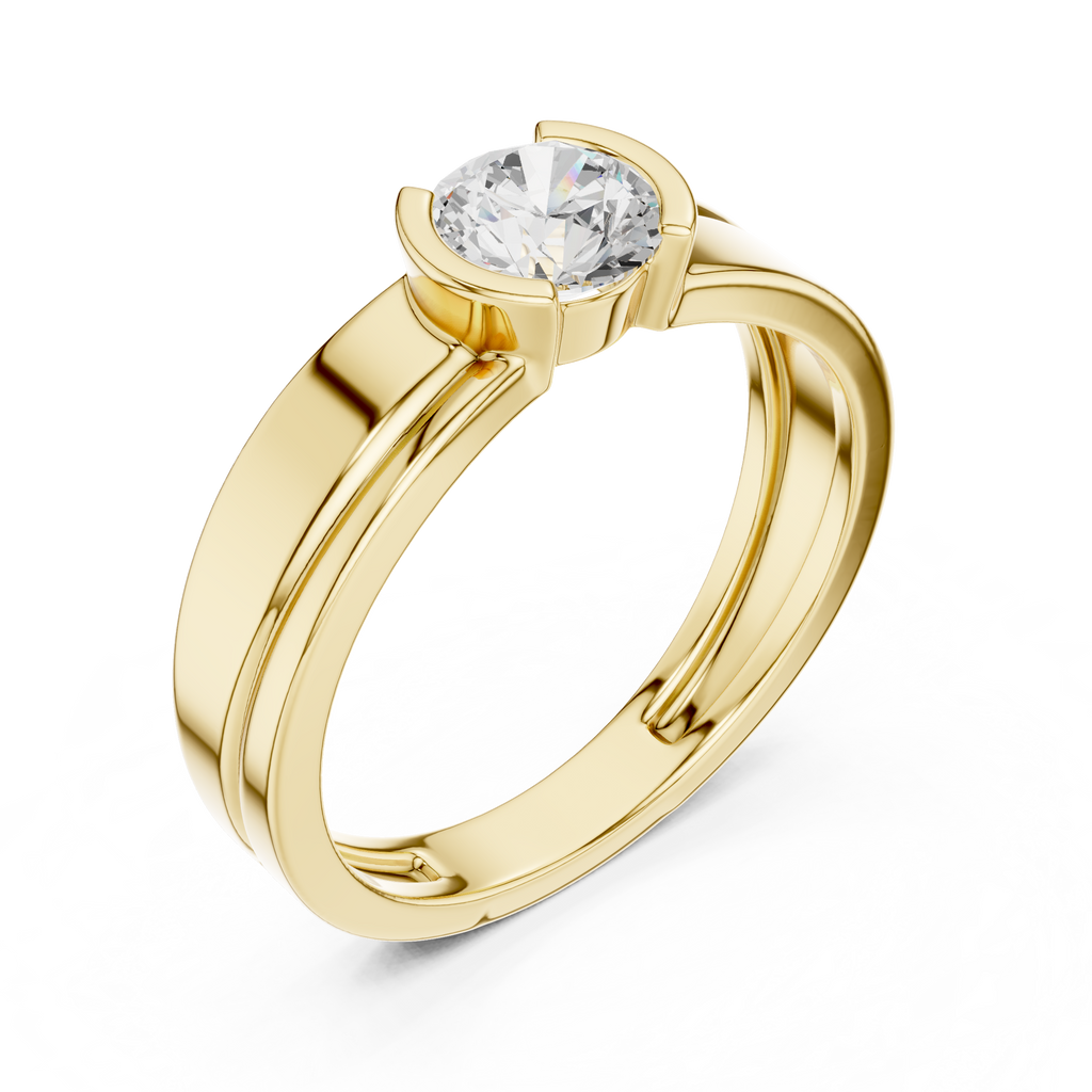 Round Diamond Modern Men's Solitaire Ring