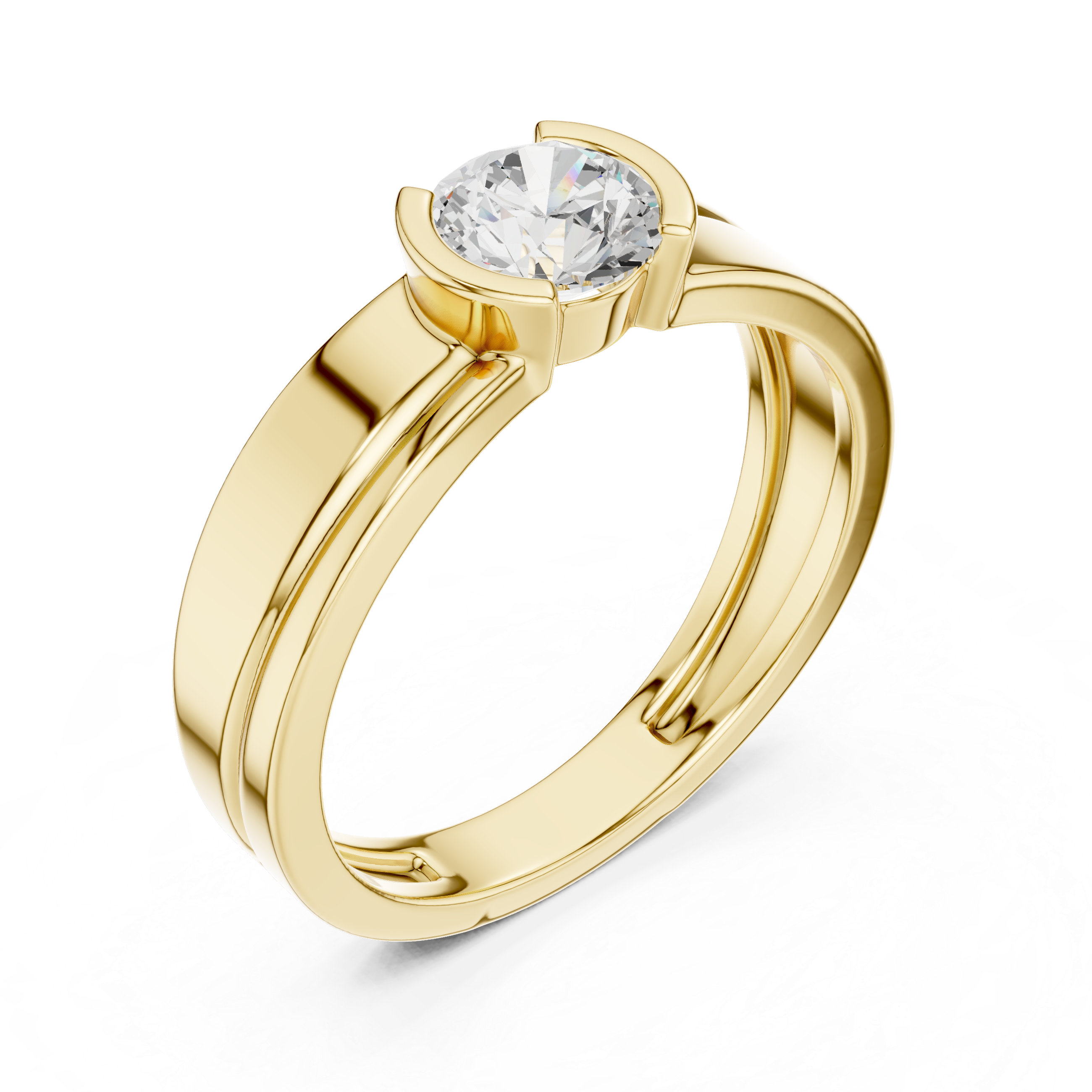 Round Diamond Modern Men's Solitaire Ring
