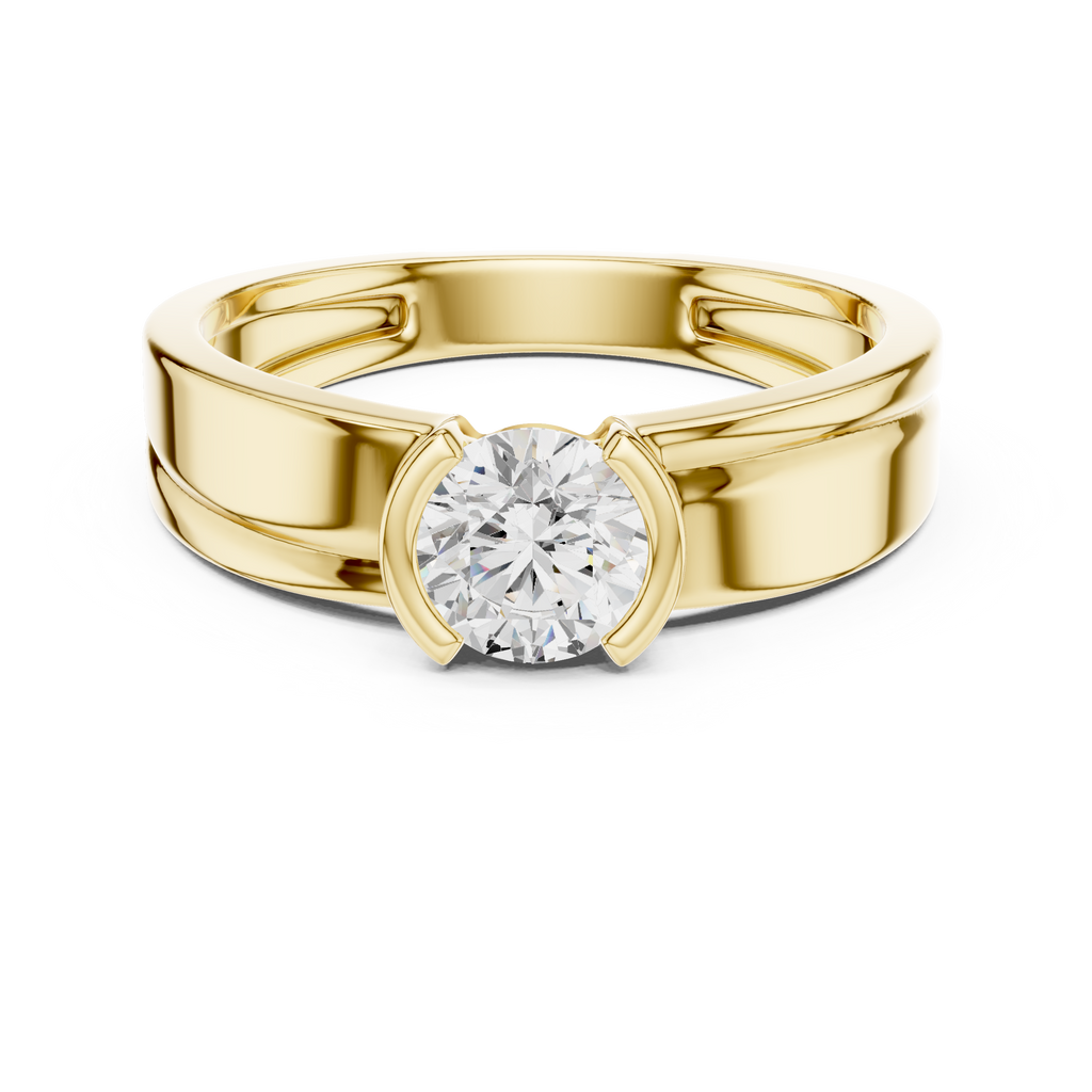 Round Diamond Modern Men's Solitaire Ring