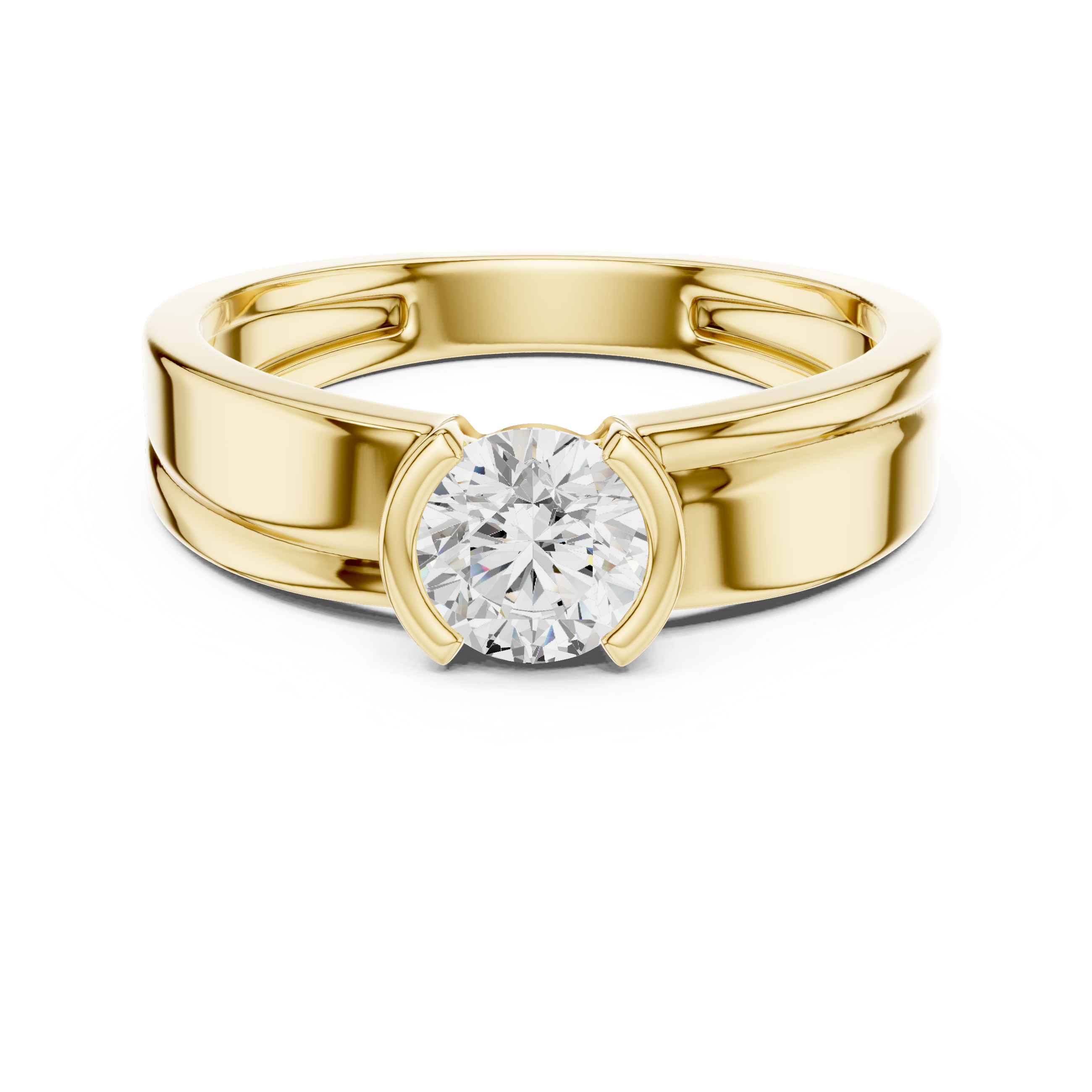Round Diamond Modern Men's Solitaire Ring