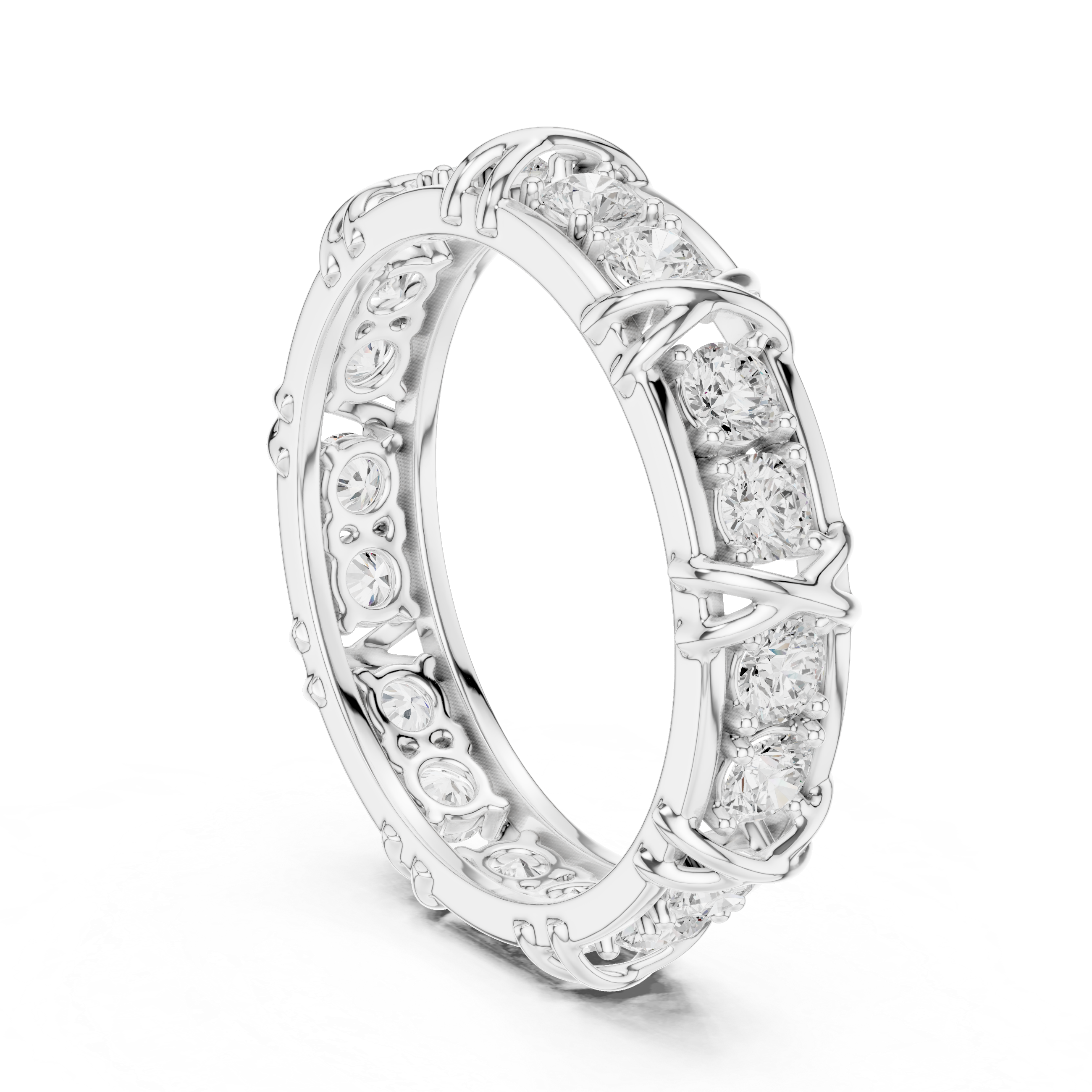 Round Diamond Eternity Wedding Band Ring