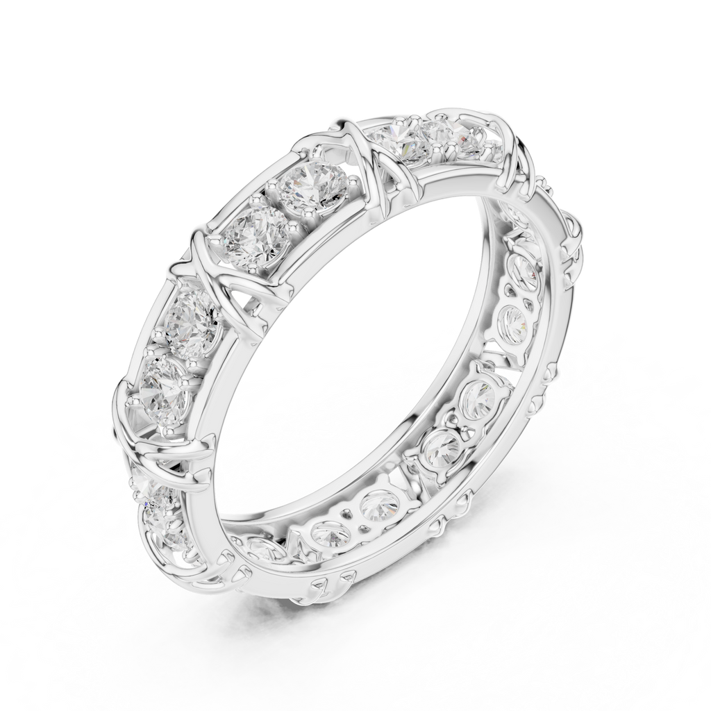 Round Diamond Eternity Wedding Band Ring