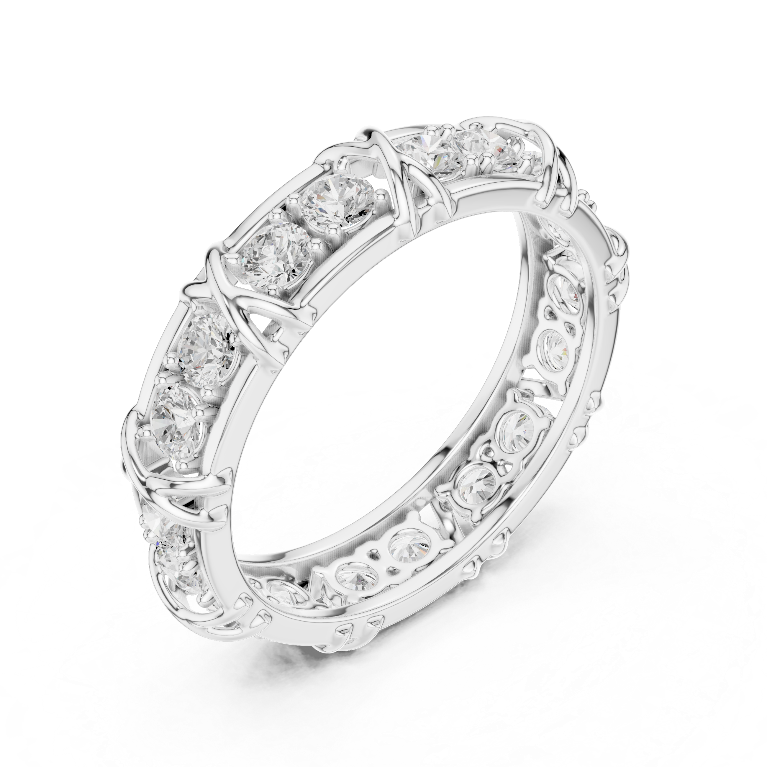 Round Diamond Eternity Wedding Band Ring