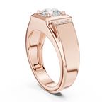 Round Diamond Men's Signet Ring with Side Accents