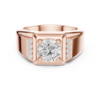 Round Diamond Men's Signet Ring with Side Accents