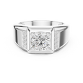 Round Diamond Men's Signet Ring with Side Accents