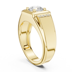 Round Diamond Men's Signet Ring with Side Accents