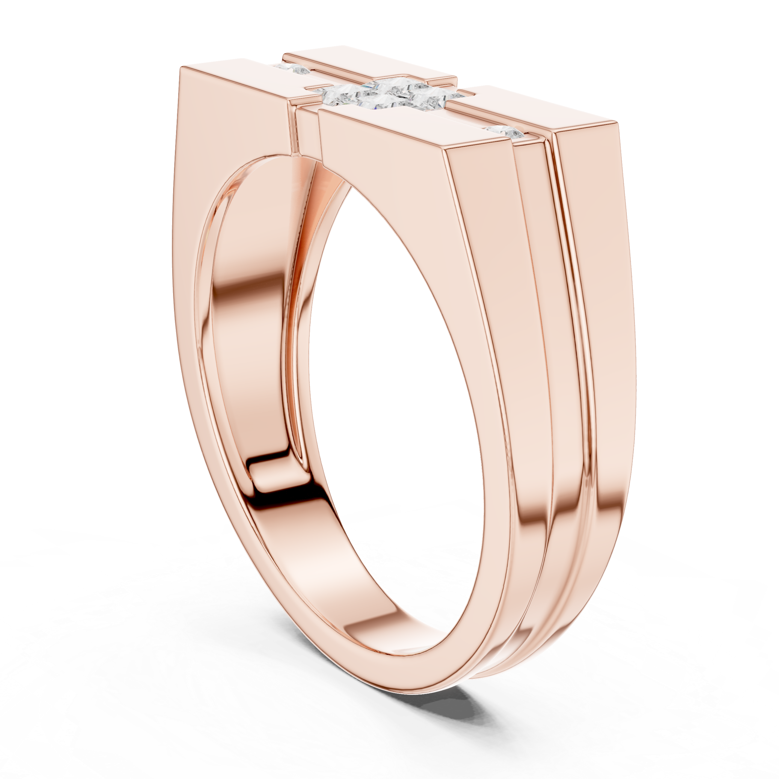 Geometric Princess Diamond Men's Signet Ring