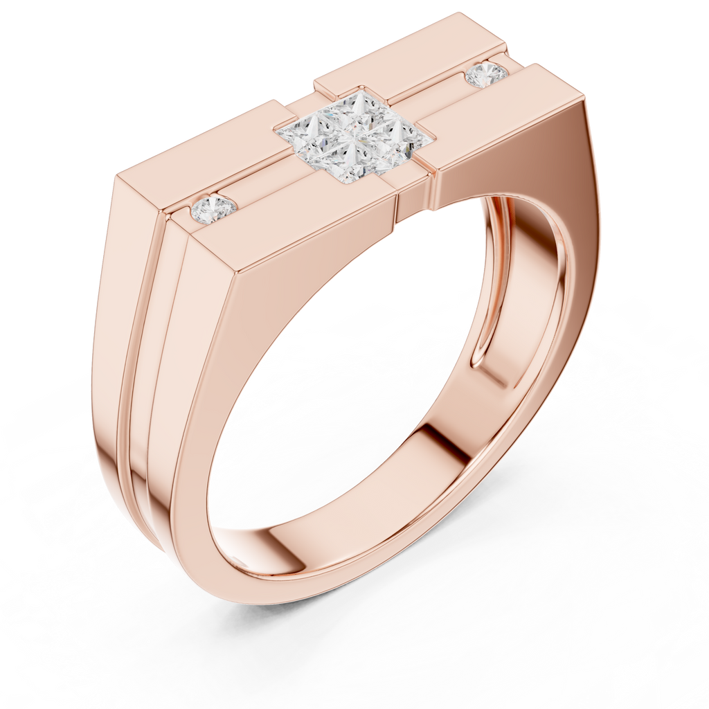 Geometric Princess Diamond Men's Signet Ring